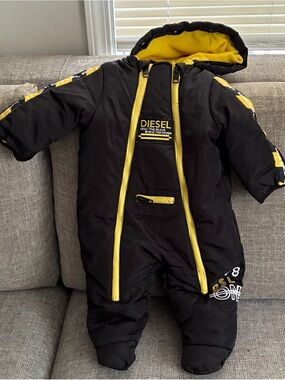 Diesel Black Jacket with Bright Yellow Lining